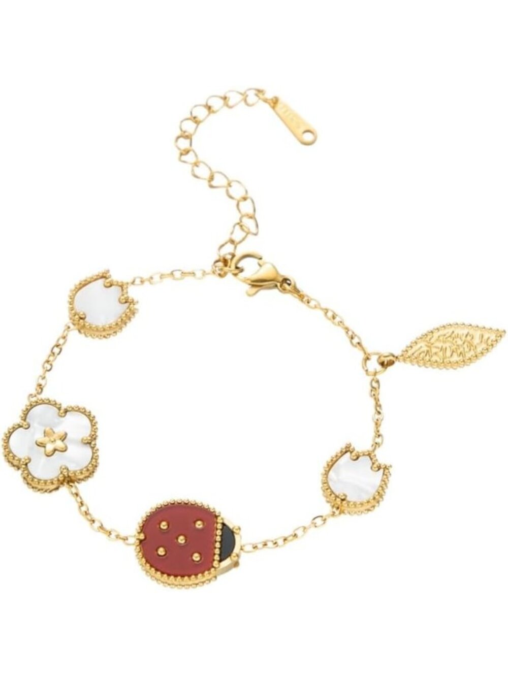 Colorful Ladybug Charm Bracelet for Women | 18k Gold Plated Stainless Steel